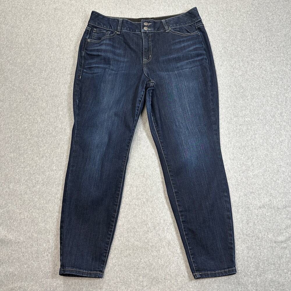 Lane Bryant Jeans WMNS Plus SZ 34x26 Blue Denim Dark Wash High Rise Skinny Pants